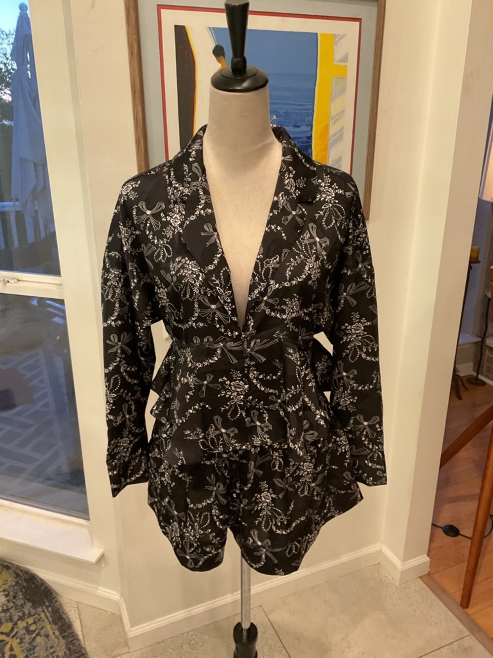 Free People Black Satin Floral-Print Pajama Short Set - Picture 2 of 11